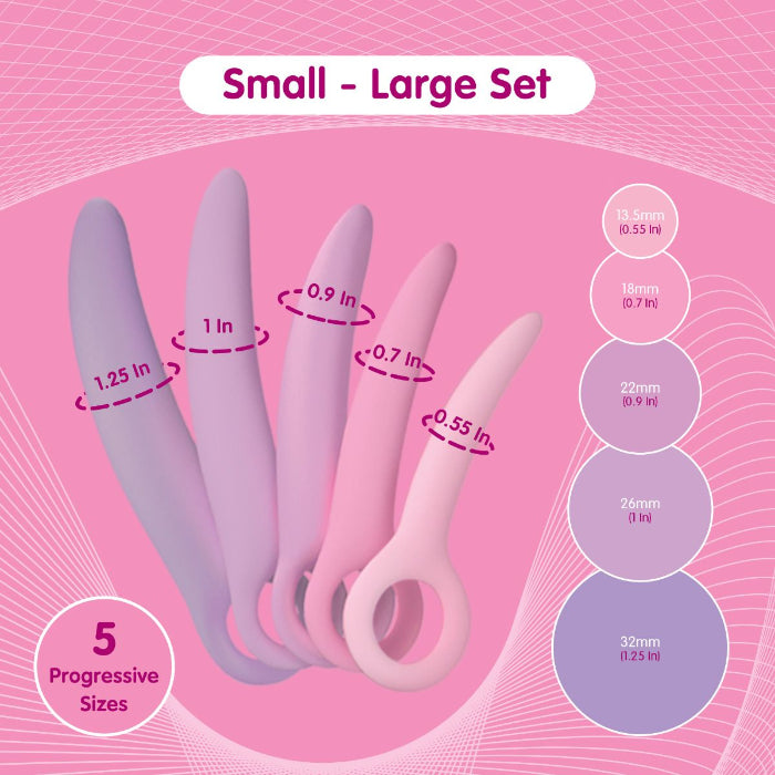 Size guide for the Skins Care silicone dilator set