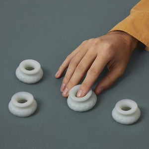 Example of unstacked individual Ohnuts made from FDA approved polymer that is skin and bodysafe. Available in Ireland to help women with endometriosis, vaginismus, hysterectomy, and other types of pelvic pain have more comfortable sex.