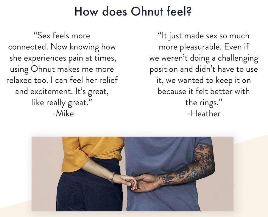 Oh Nut stackable cock rings for pain during sex, vaginismus, endometriosis, and pelvic pain.