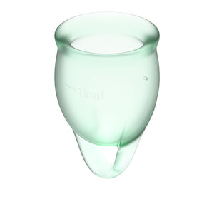 The Feel Confident silicone menstrual cup set comes with 2 sizes of cups - 20ml for heavier flow days and 15ml for lighter flow days. They are reusable so they are better for the environment and you can wear them for up to 8 hours. These menstrual cups come with a looped handle for easily emptying and better control. BodyGrá is Ireland's Sexual Health and Wellness Shop.