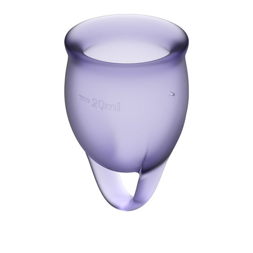 The Feel Confident silicone menstrual cup set comes with 2 sizes of cups - 20ml for heavier flow days and 15ml for lighter flow days. They are reusable so they are better for the environment and you can wear them for up to 8 hours. These menstrual cups come with a looped handle for easily emptying and better control. BodyGrá is Ireland's Sexual Health and Wellness Shop. 