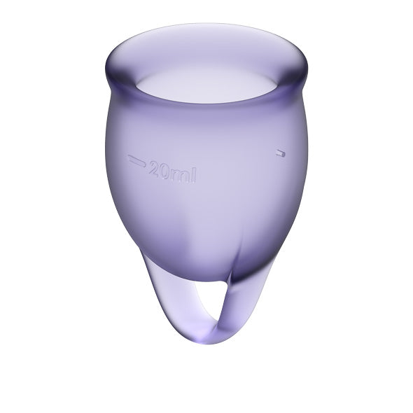The Feel Confident silicone menstrual cup set comes with 2 sizes of cups - 20ml for heavier flow days and 15ml for lighter flow days. They are reusable so they are better for the environment and you can wear them for up to 8 hours. These menstrual cups come with a looped handle for easily emptying and better control. BodyGrá is Ireland's Sexual Health and Wellness Shop. 